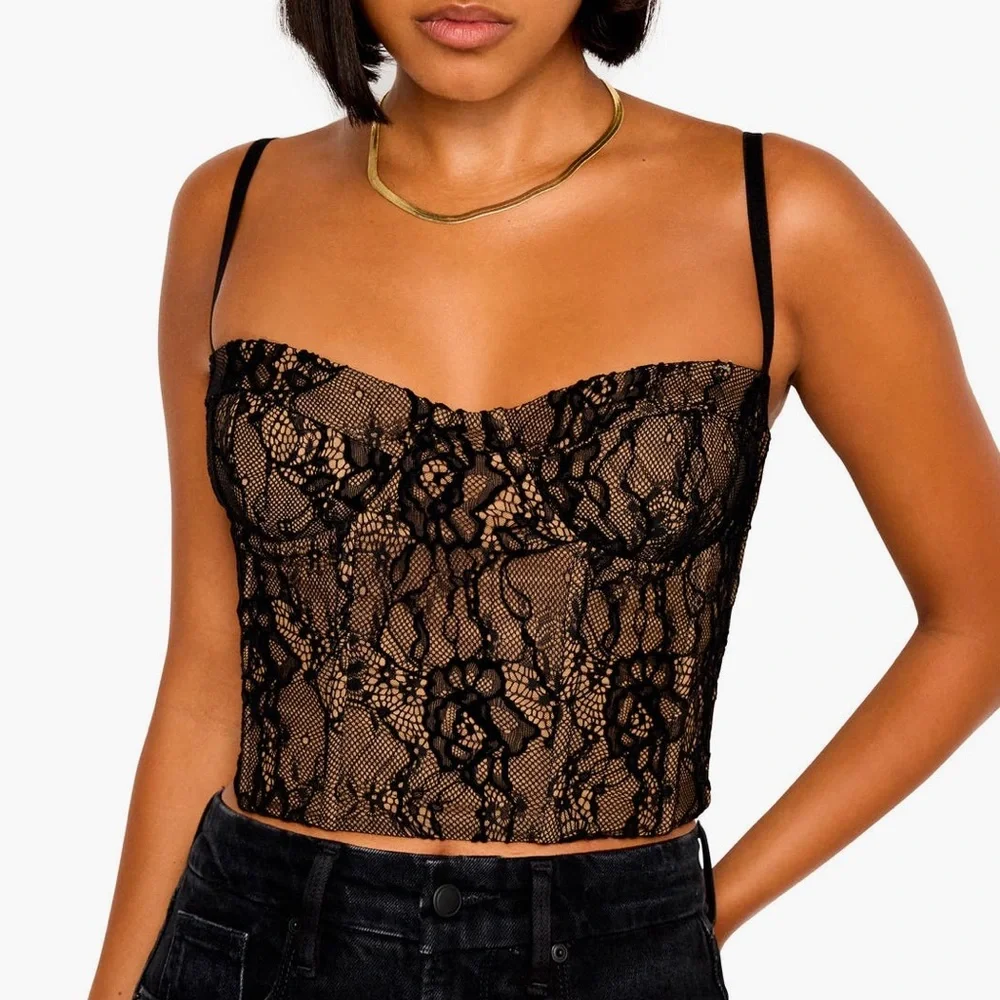 GOOD AMERICAN BLACK LACE BUSTIER LARGE - Picture 4 of 8